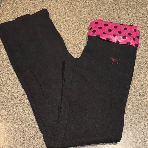 PINK Victoria's Secret Pants - Y2k victorias secret pink polka dot shiny yoga pants